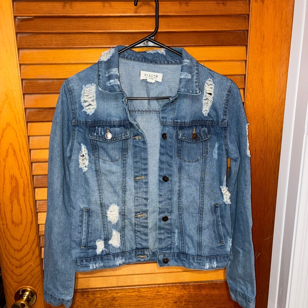 Ci Sono Distressed Denim Jacket- womens size medium